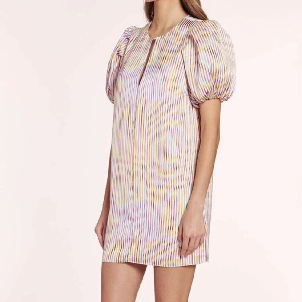 Amanda Uprichard size XS fame optic print mini shift dress puff metallic rainbow